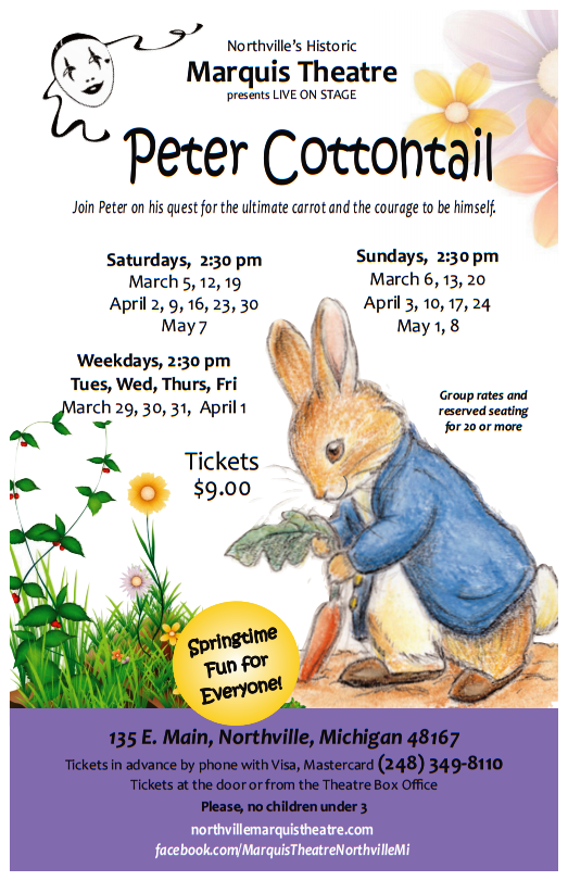 Peter Cottontail Public Show Dates 2016a